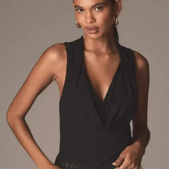 Brand New By Anthropologie Crop Cowl-Neck Top - Picture 4 of 5